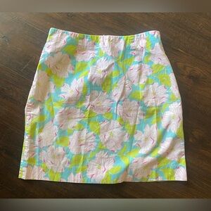 Vintage Lauren Ralph Lauren pink green & blue tropical flower A-line mini skirt